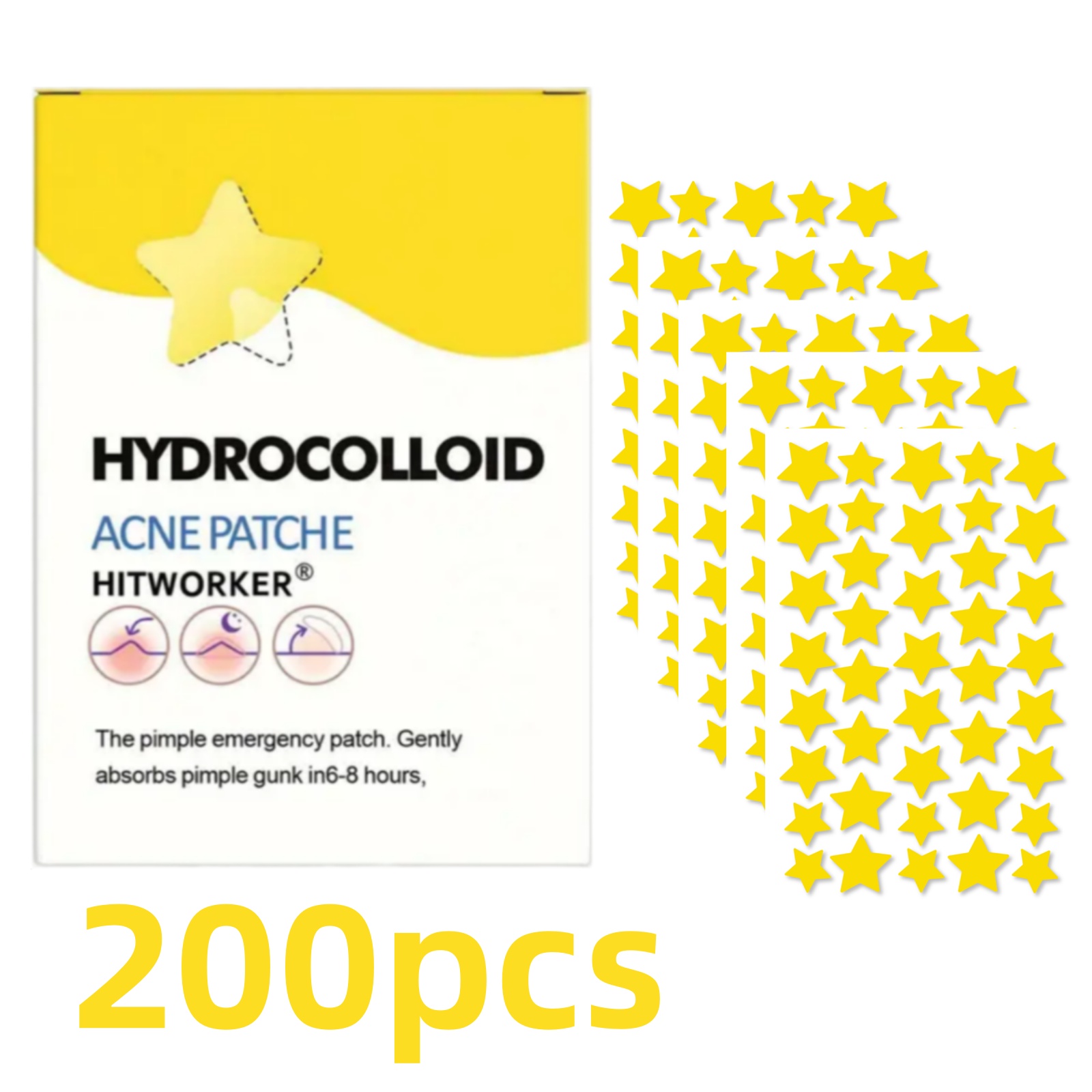 Skincare China - 200/400 個 星型ニキビパッチ - アルコールフリー、無香料、ユニセックススキンケア、すべての肌タイプに適しています