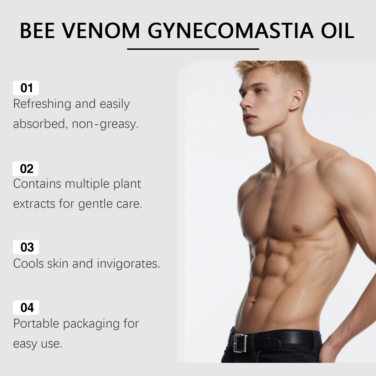 蜂毒男性用乳房オイル、男性用乳房整形、乳房マッサージセラム、 - Skincare China のレビューと価格